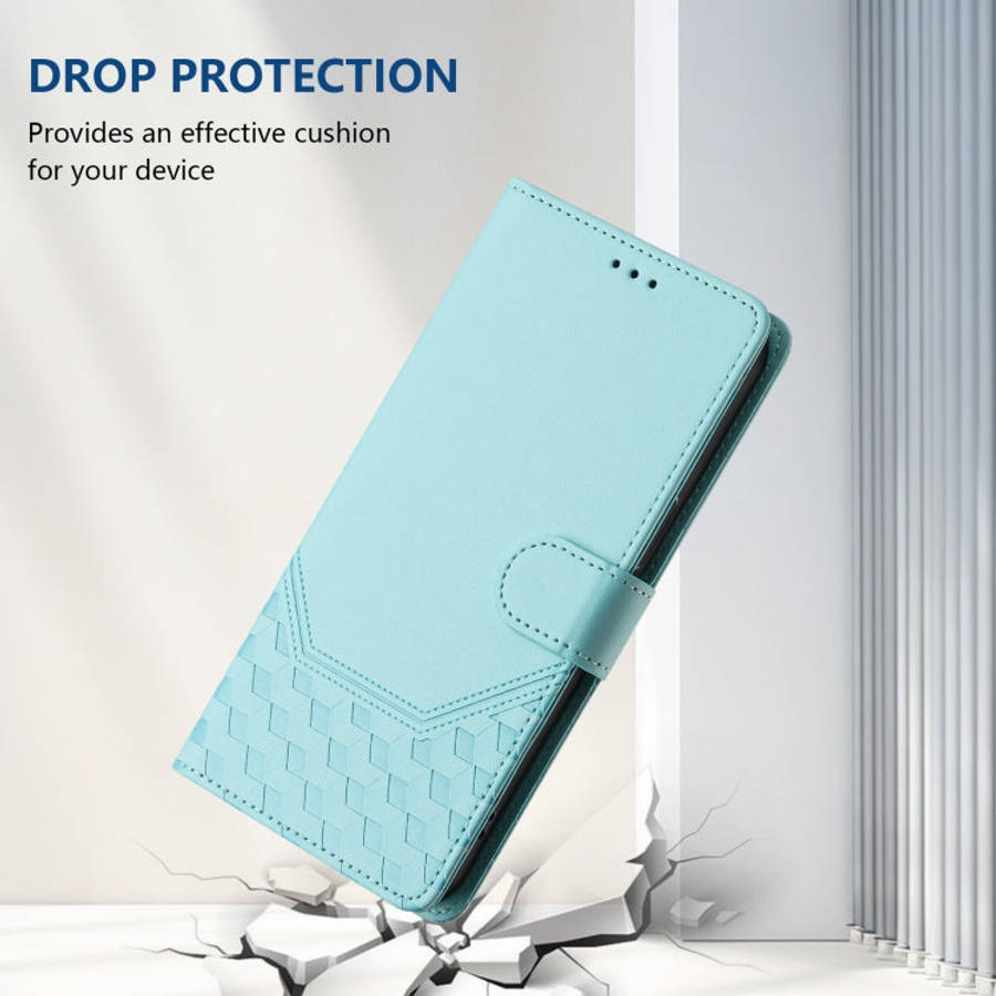 For Ulefone Note 17 Pro Honeycomb Embossing RFID Leather Phone Case(Mint Green)