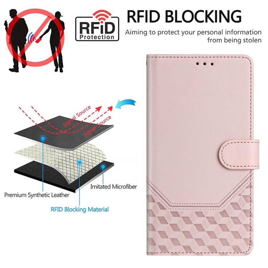 For Umidigi G100 Pro Honeycomb Embossing RFID Leather Phone Case(Pink)