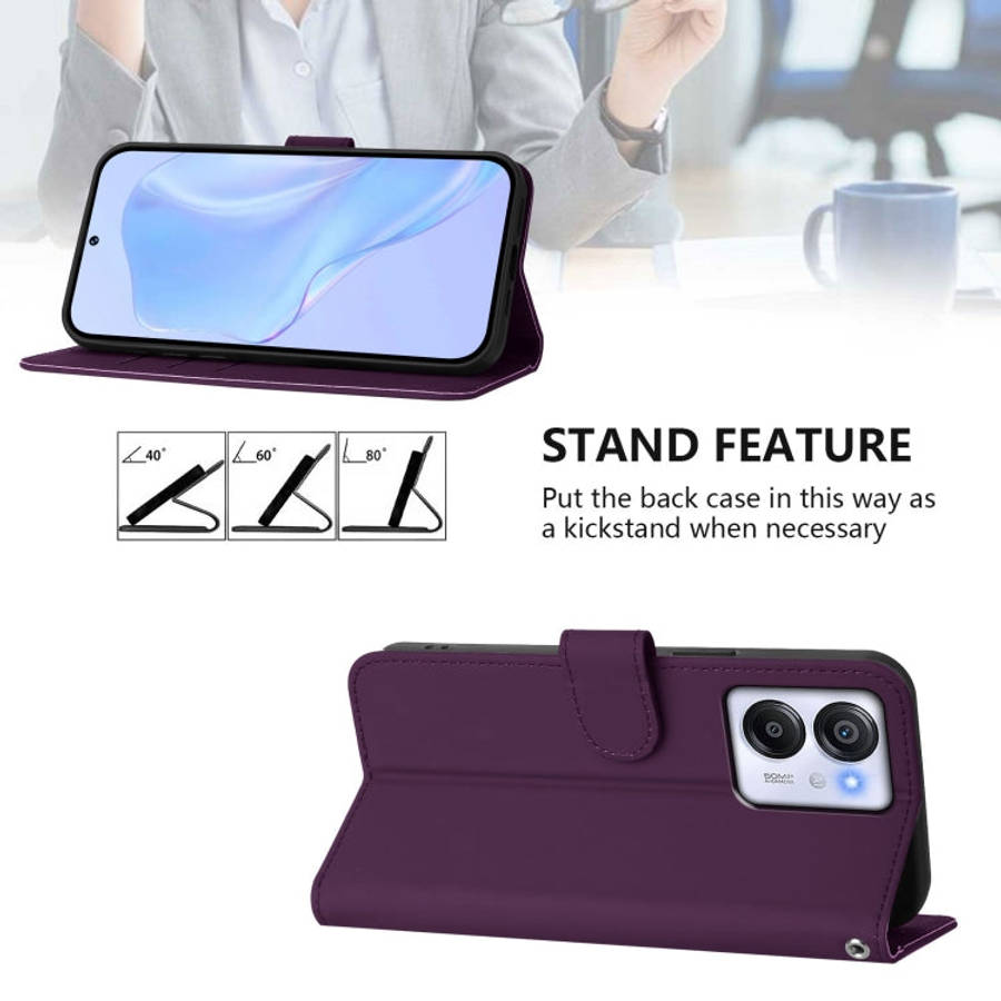For Blackview Oscal Modern 8 / Color 8 Skin Feel Solid Color Leather Phone Case with Lanyard(Violet)