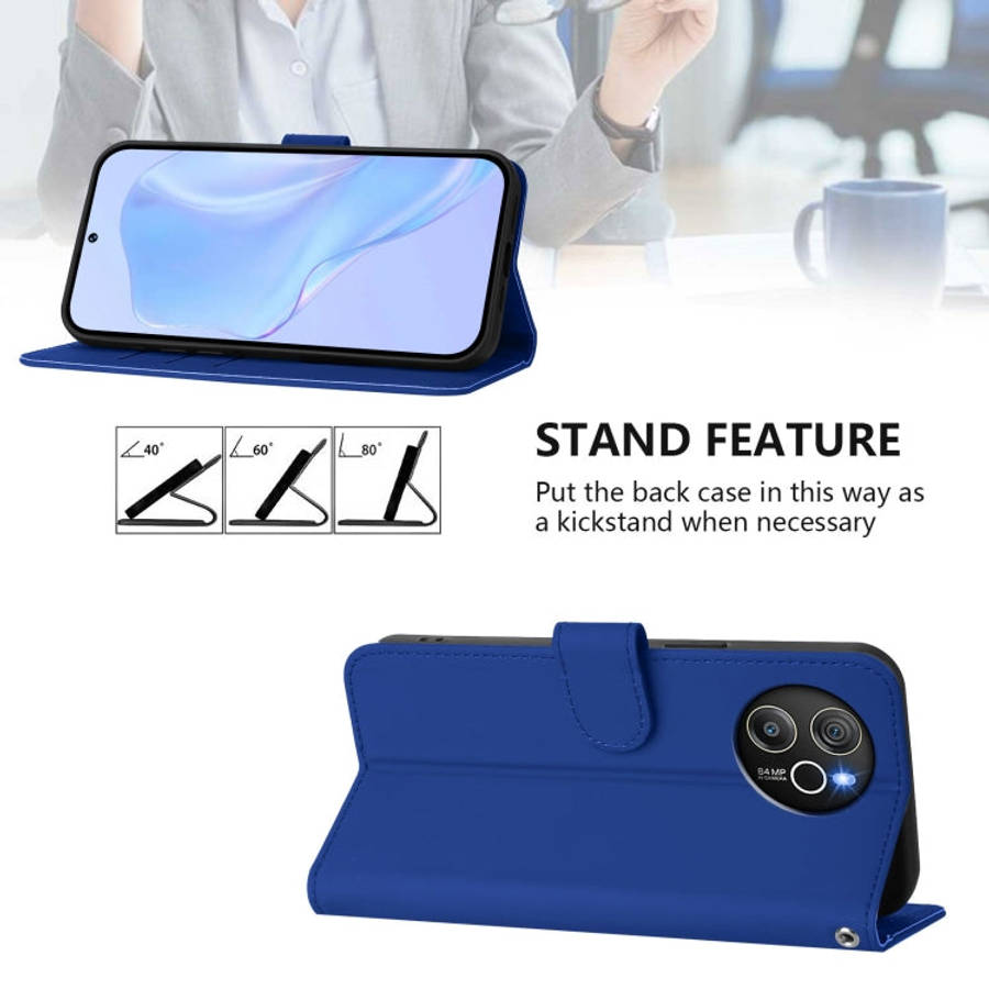 For Blackview Shark 8 / Oscal Tiger 12 Skin Feel Solid Color Leather Phone Case with Lanyard(Dark...