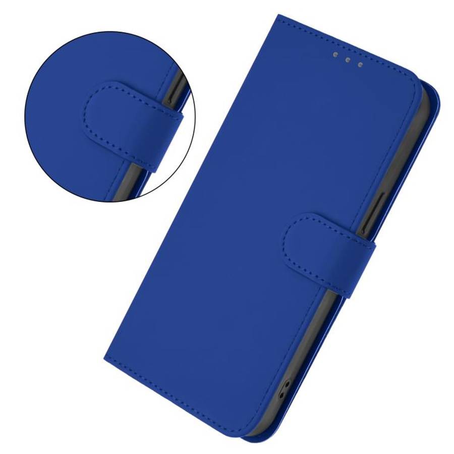 For Blackview Oscal Tiger 12 Skin Feel Solid Color Leather Phone Case with Lanyard(Dark Blue)
