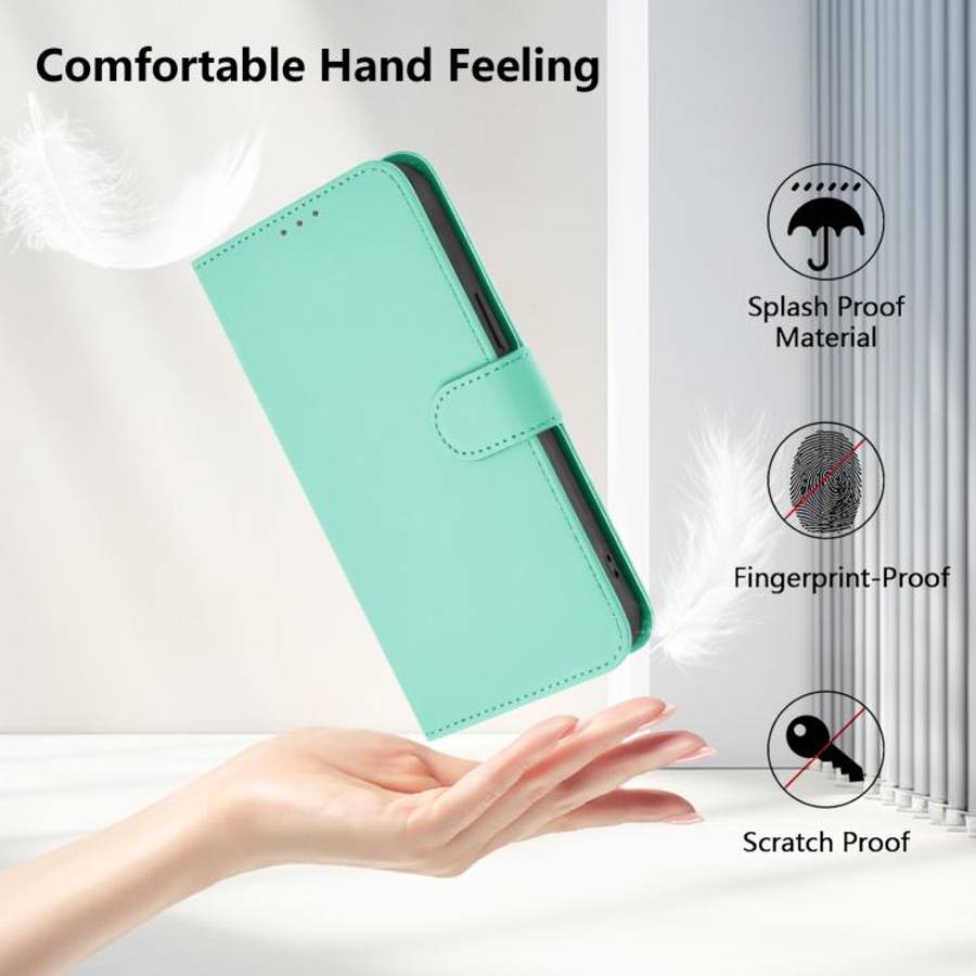 For Blackview Oscal Tiger 12 Skin Feel Solid Color Leather Phone Case with Lanyard(Mint Green)