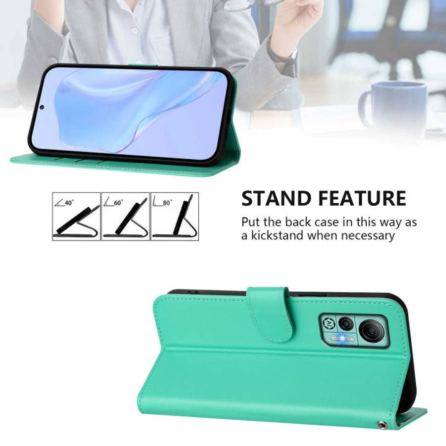 For Ulefone Note 14 Skin Feel Solid Color Leather Phone Case with Lanyard(Green)