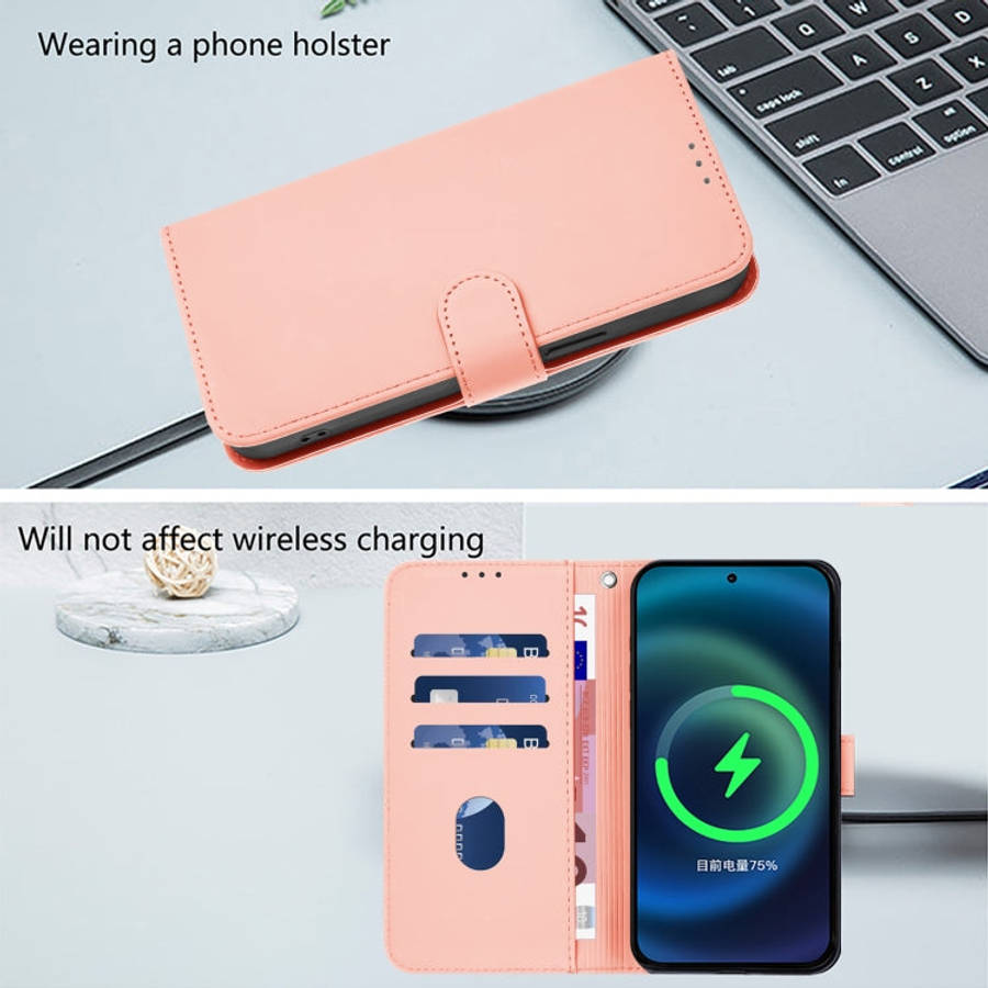 For Ulefone Note 17 Pro Skin Feel Solid Color Leather Phone Case with Lanyard(Pink)