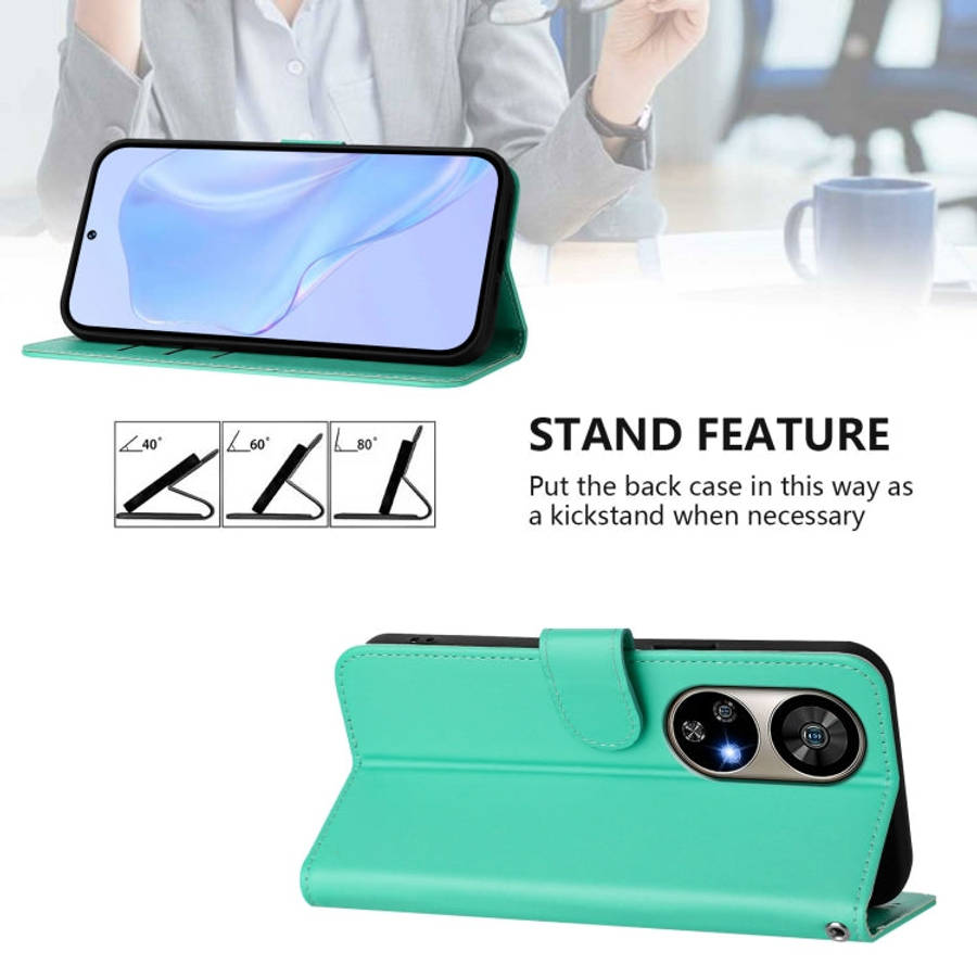 For Ulefone Note 17 Pro Skin Feel Solid Color Leather Phone Case with Lanyard(Green)