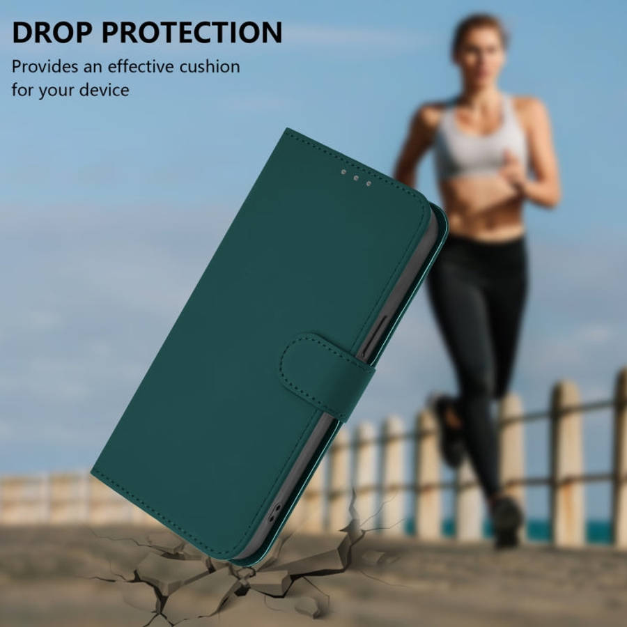 For Ulefone Note 17 Pro Skin Feel Solid Color Leather Phone Case with Lanyard(Dark Green)