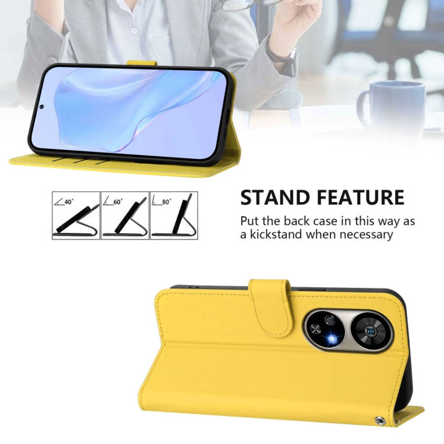 For Ulefone Note 17 Pro Skin Feel Solid Color Leather Phone Case with Lanyard(Lemon Yellow)