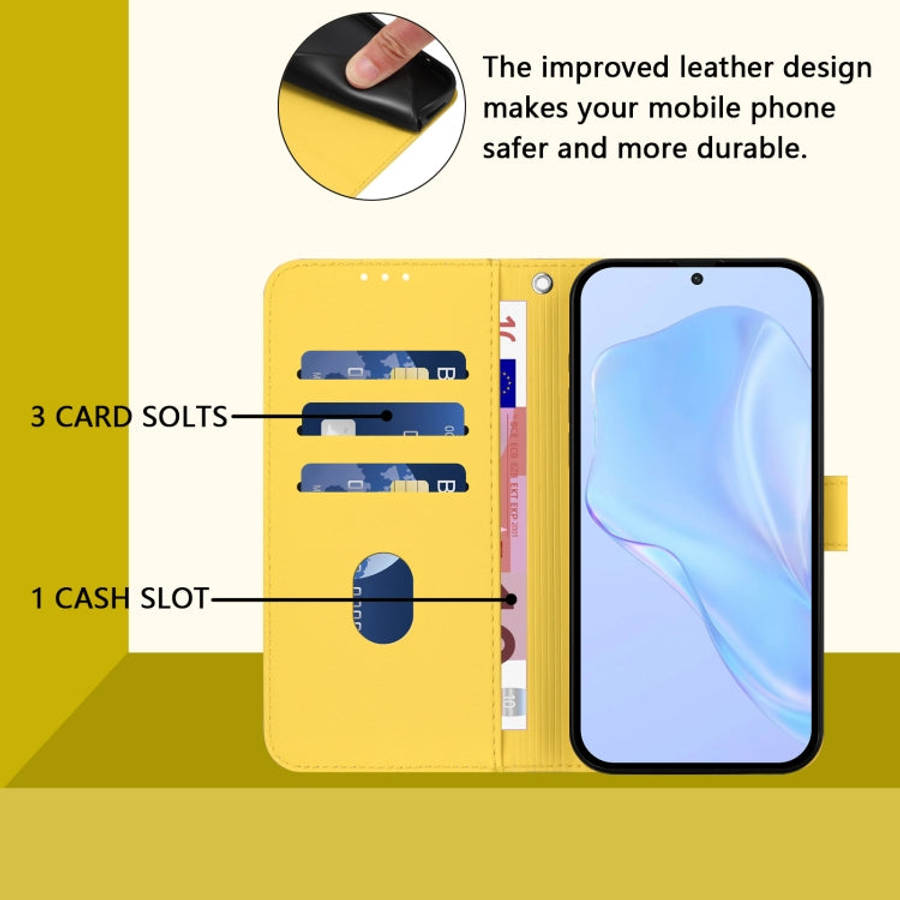 For Ulefone Note 17 Pro Skin Feel Solid Color Leather Phone Case with Lanyard(Lemon Yellow)