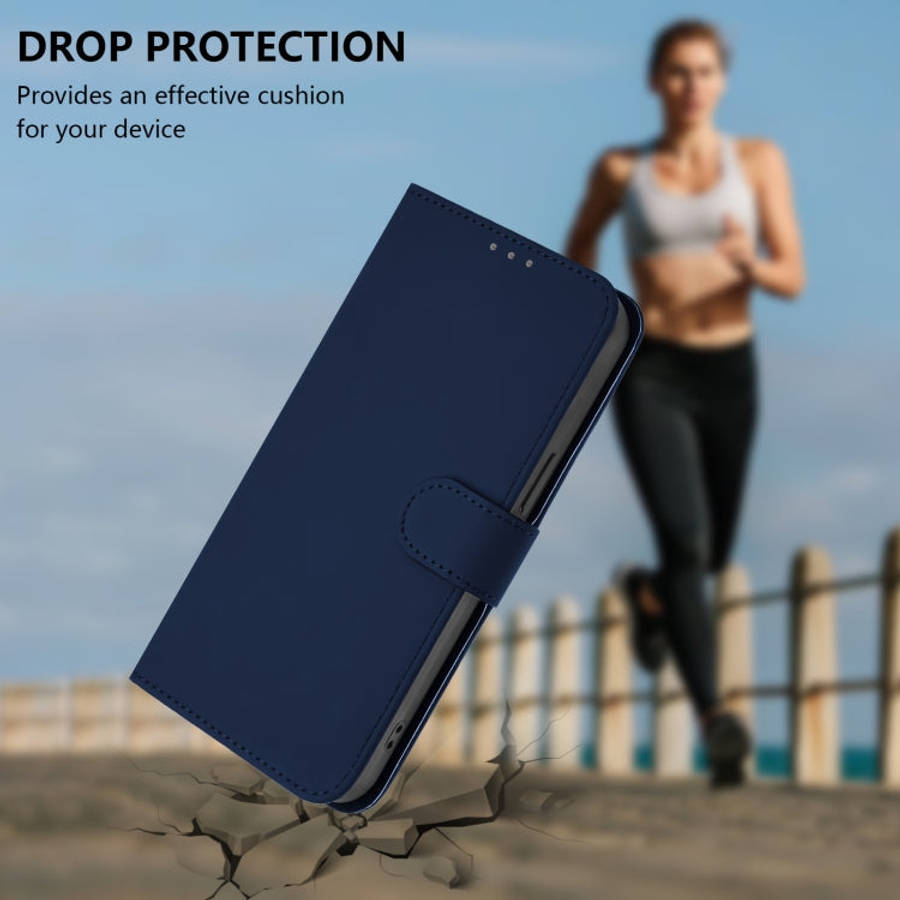 For Ulefone Note 17 Pro Skin Feel Solid Color Leather Phone Case with Lanyard(Navy Blue)