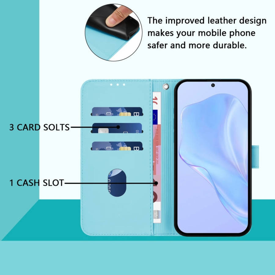 For Ulefone Note 17 Pro Skin Feel Solid Color Leather Phone Case with Lanyard(Sky Blue)