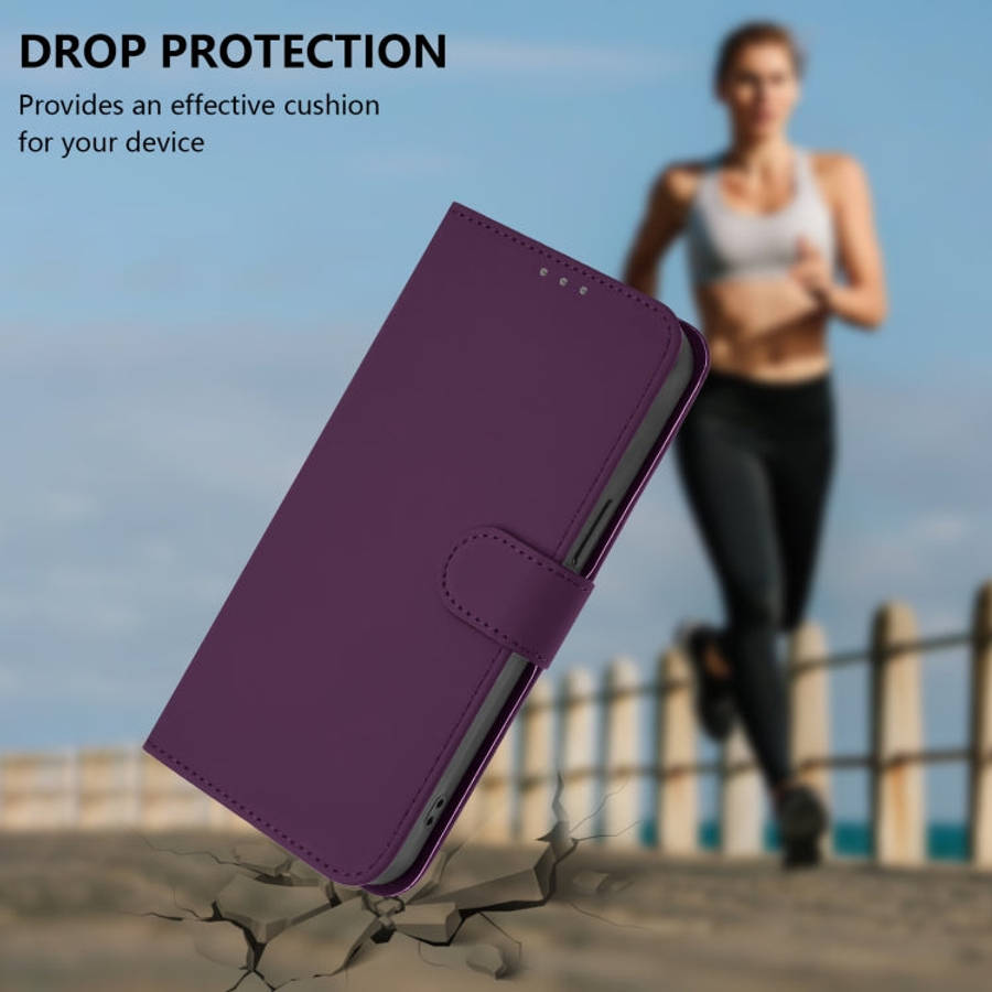 For Ulefone Note 17 Pro Skin Feel Solid Color Leather Phone Case with Lanyard(Violet)