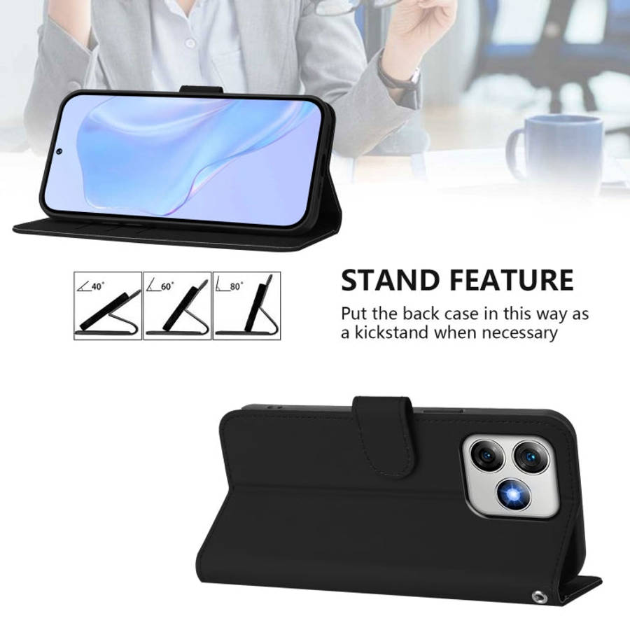 For Ulefone Note 18 Ultra Skin Feel Solid Color Leather Phone Case with Lanyard(Black)