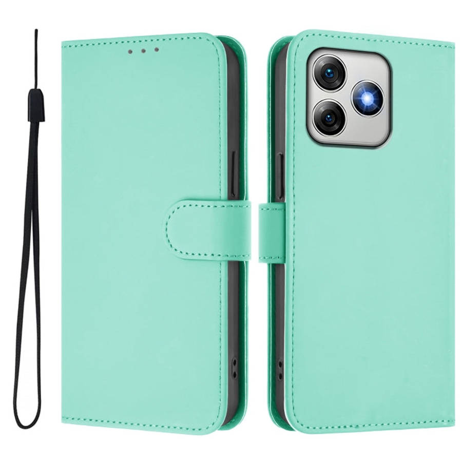 For Ulefone Note 18 Ultra Skin Feel Solid Color Leather Phone Case with Lanyard(Mint Green)