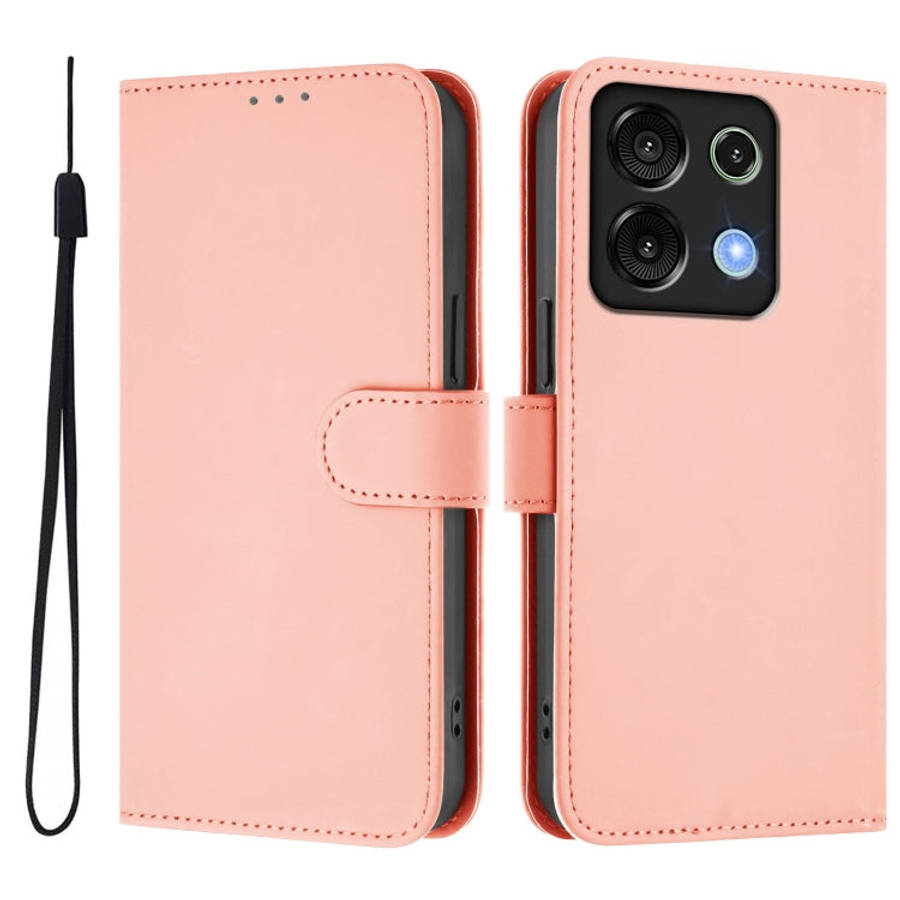 For Umidigi G9 5G Skin Feel Solid Color Leather Phone Case with Lanyard(Pink)