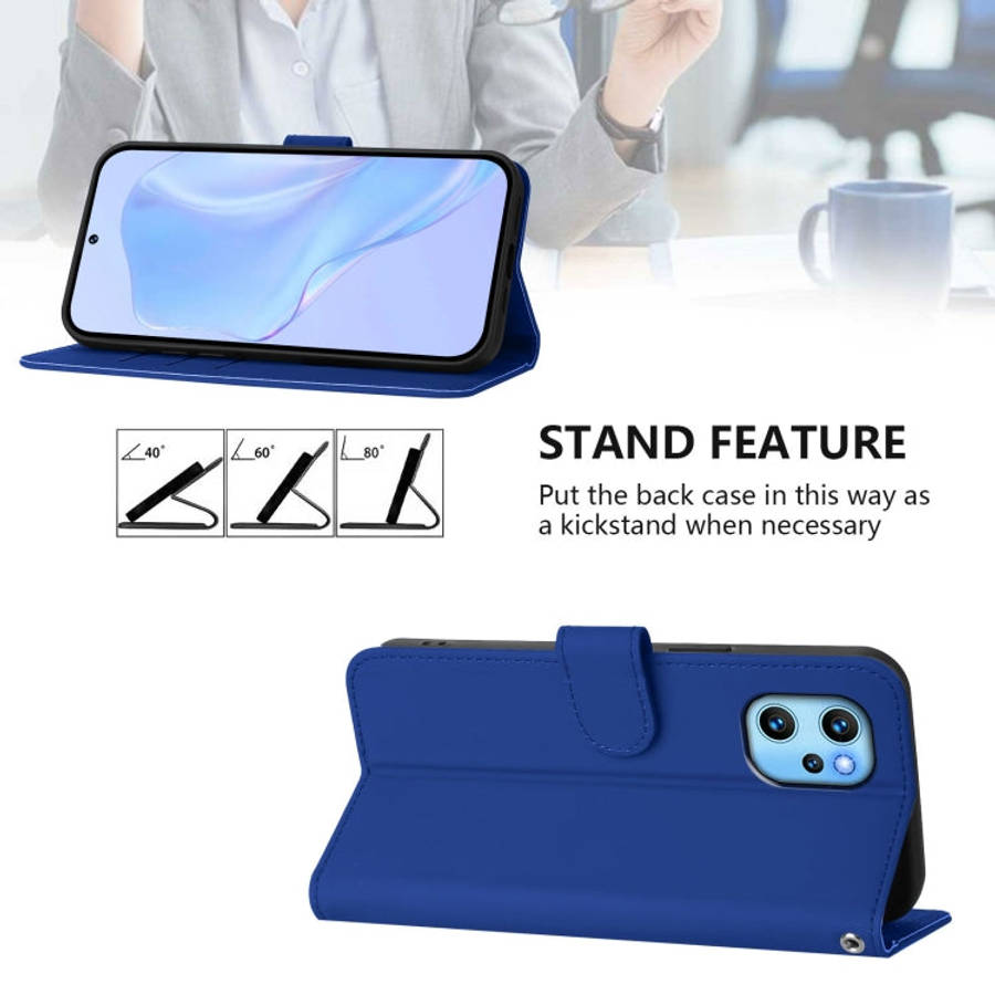 For Umidigi Power 7 Max Skin Feel Solid Color Leather Phone Case with Lanyard(Dark Blue)