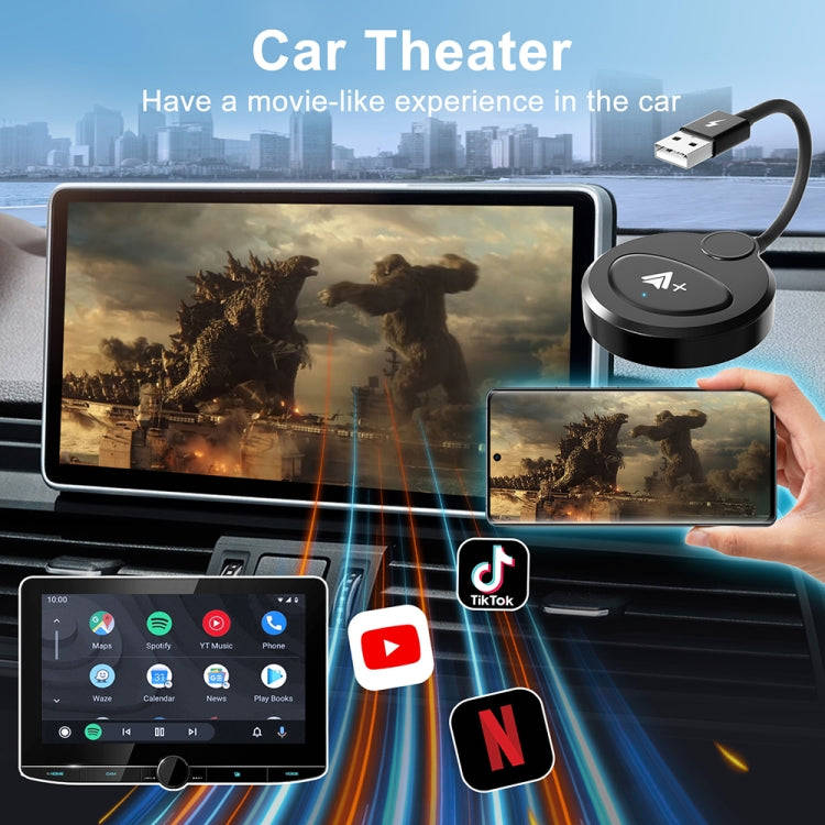 USB Interface Wired to Wireless CarPlay Auto Adapter for Android, Specification:Round(White)