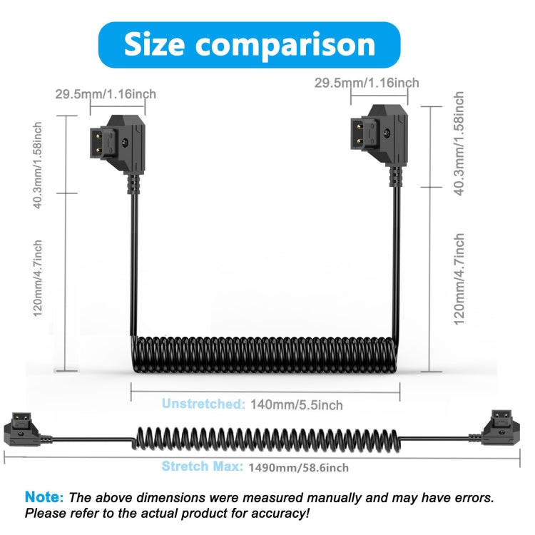 D-Tap Male to D-Tap Male Anton Bauer V-mount Camera Coiled Adapter Extension Cable, Length: 1.5m(...