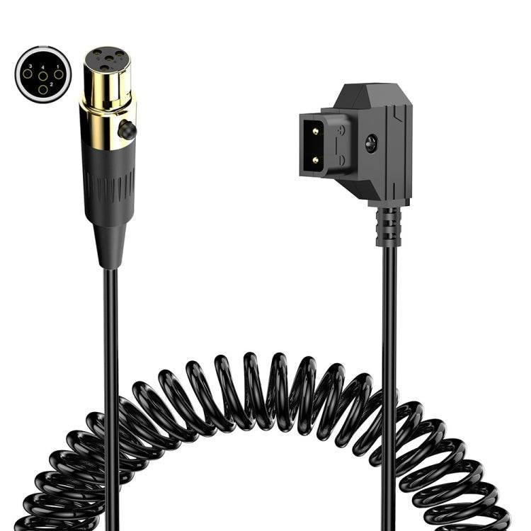 D-Tap to Mini XLR 4 Pin Female Camera Monitor Power Coiled Adapter Cable, Length: 1.5m(Black)