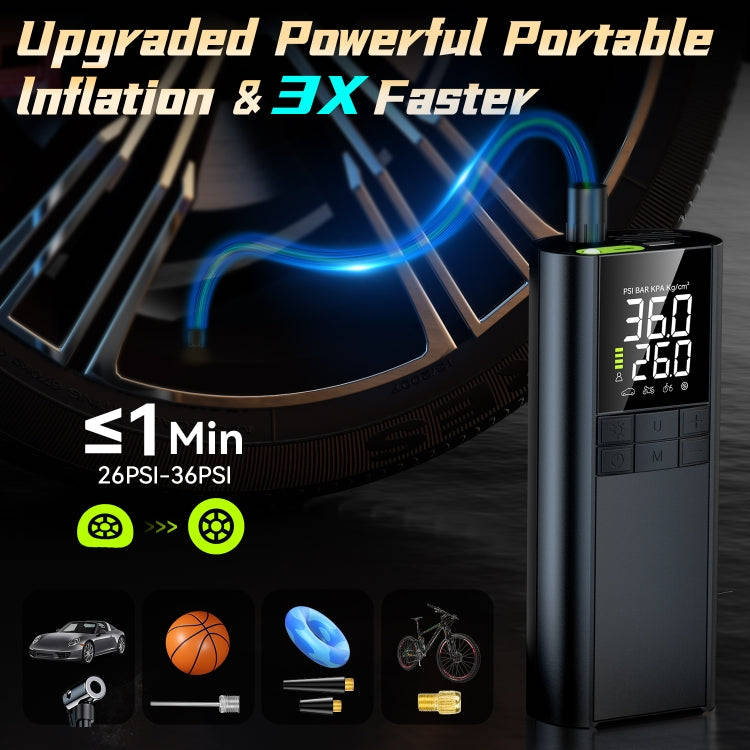 T8 Car Digital Display Portable Smart Electric Wireless Air Pump(Black)