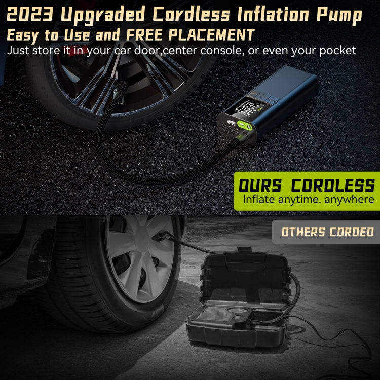 T8 Car Digital Display Portable Smart Electric Wireless Air Pump(Black)