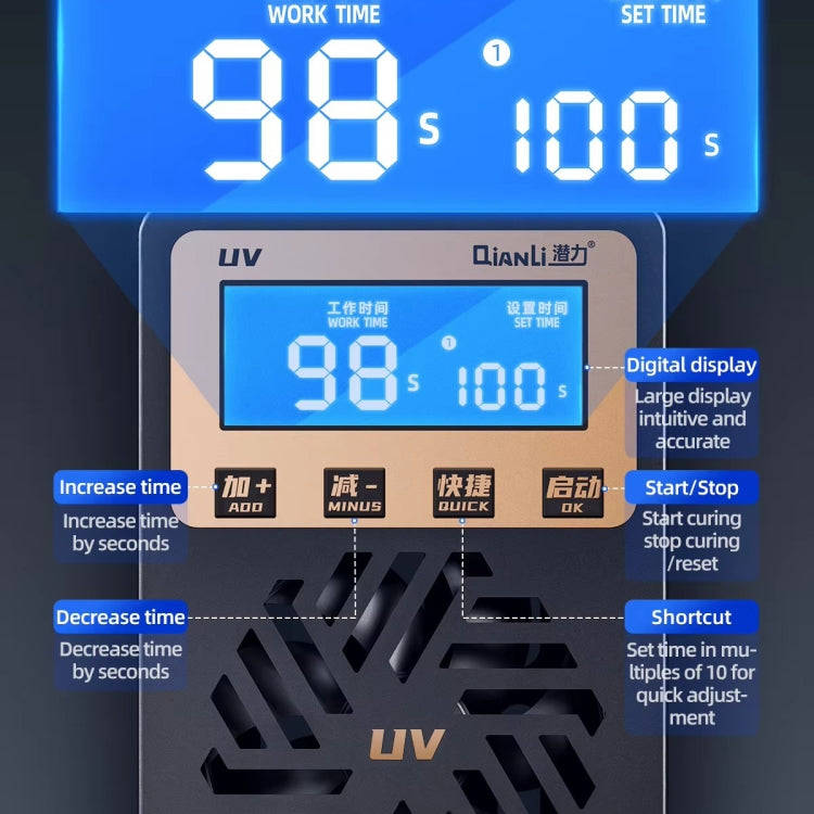 Qianli UVC17 7 inch Integrated UV Curing Lamp with Timing Function, Plug:EU Plug