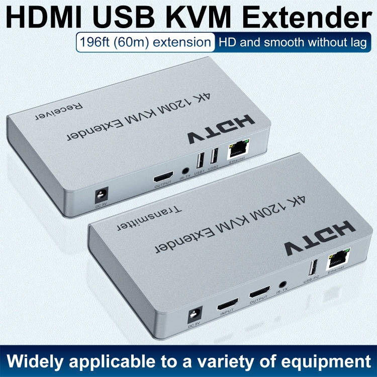 120m HDMI USB KVM 4K Network Extender, Plug:UK Plug