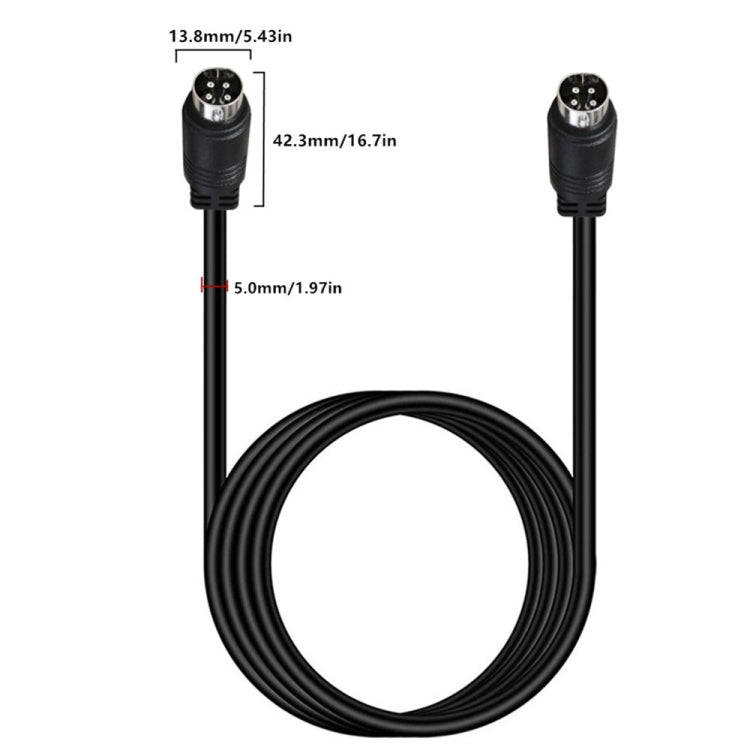 MD DIN 4 Pin Male to Male AC/DC Power Audio Adapter Cable, Length:1m(Black)