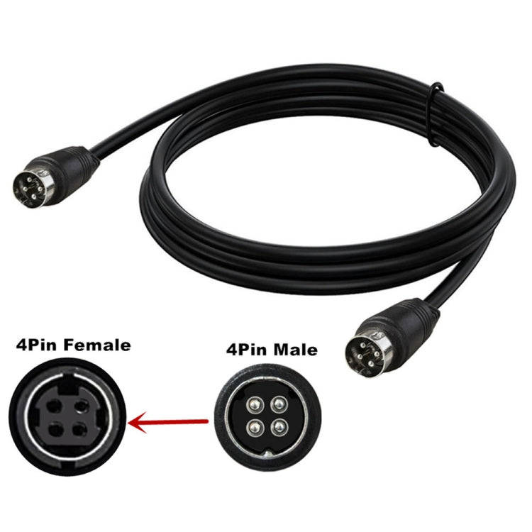 MD DIN 4 Pin Male to Male AC/DC Power Audio Adapter Cable, Length:1m(Black)