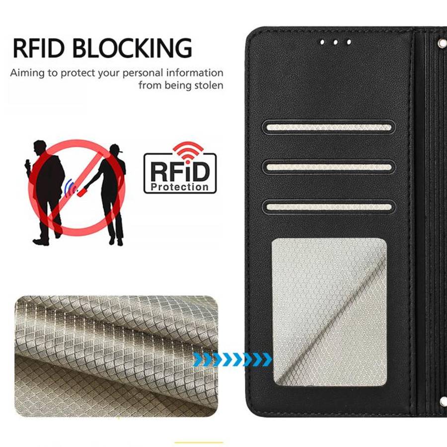For Doogee N60 Pro Cat Rat Embossed Pattern RFID Leather Phone Case with Lanyard(Black)