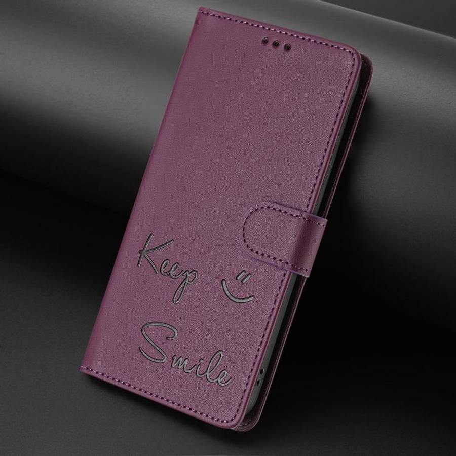 For Doogee N60 Pro Smile Embossing RFID Leather Phone Case(Violet)
