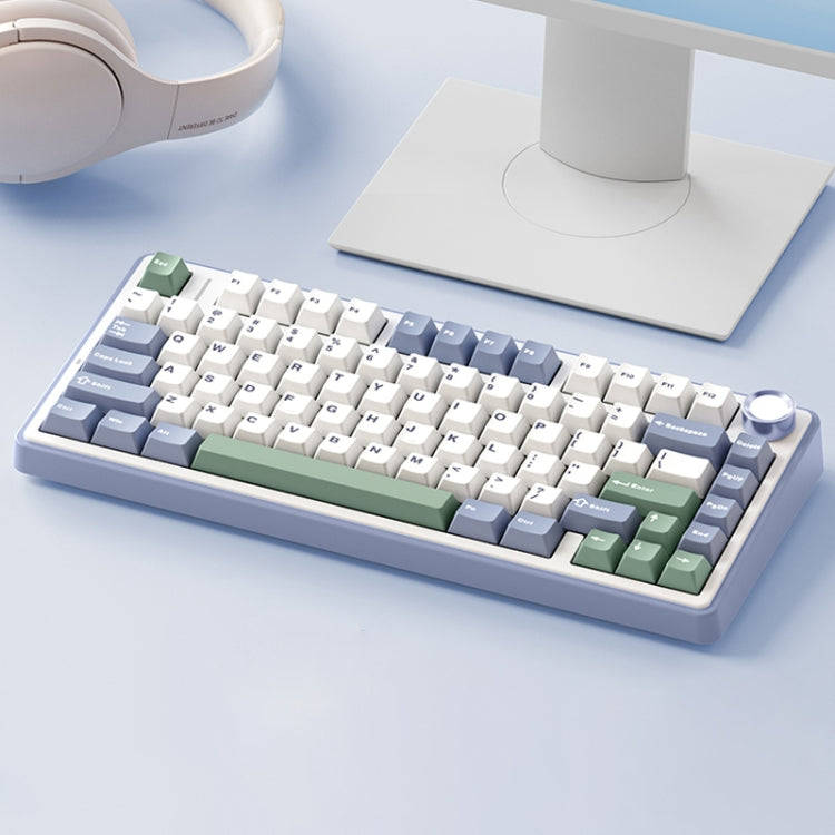 AULA F75 80 Keys Wired/2.4G/Bluetooth Three Model Customized RGB Mechanical Keyboard(Snow Spruce ...