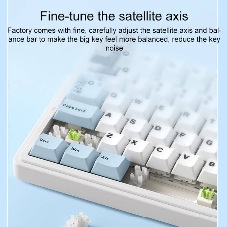 AULA F75 80 Keys Wired/2.4G/Bluetooth Three Model Customized RGB Mechanical Keyboard(Snow Spruce ...