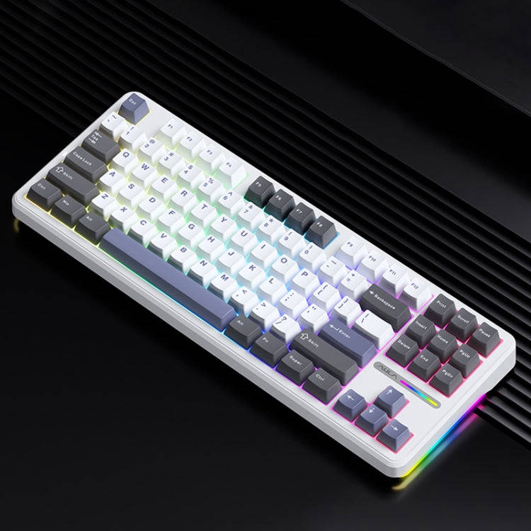 AULA F87 87 Keys Wired/2.4G/Bluetooth Three Model Customized RGB Mechanical Keyboard(White Grey B...