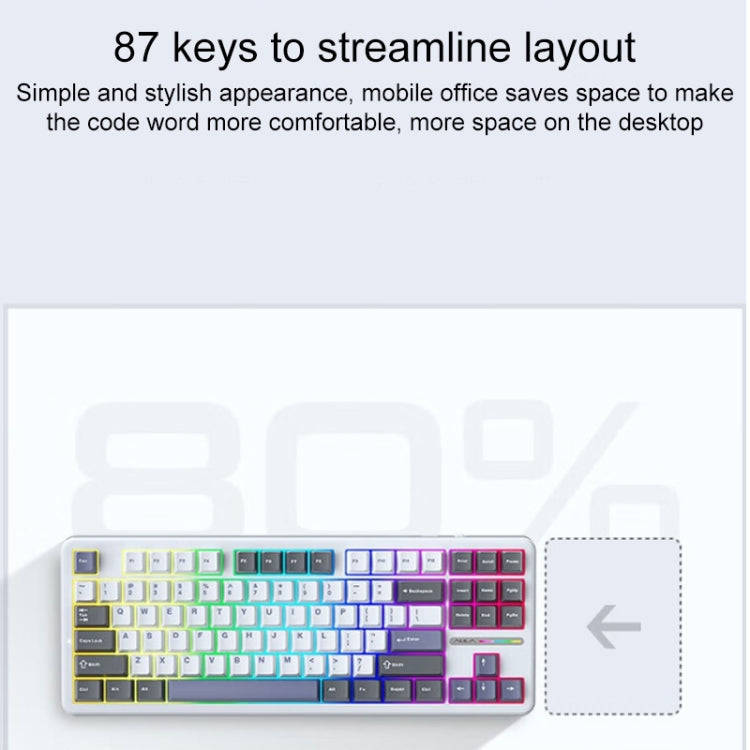 AULA F87 87 Keys Wired/2.4G/Bluetooth Three Model Customized RGB Mechanical Keyboard(Thunder Black)