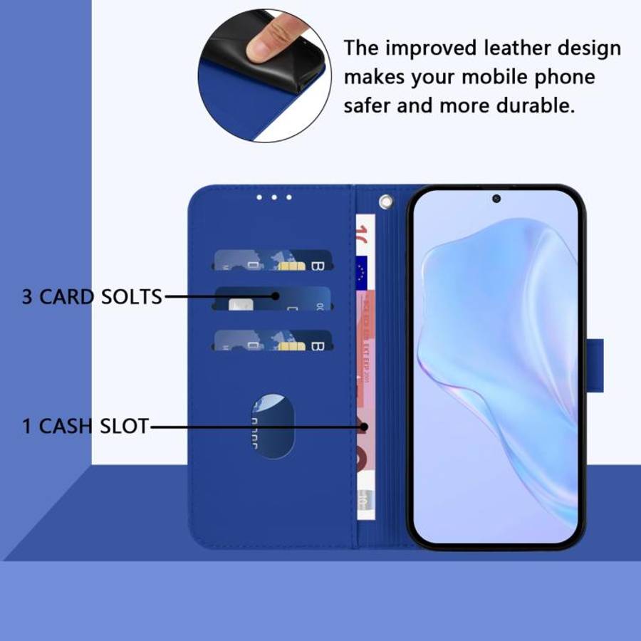 For Doogee Note 59 / Note 59 Pro Skin Feel Solid Color Leather Phone Case with Lanyard(Dark Blue)