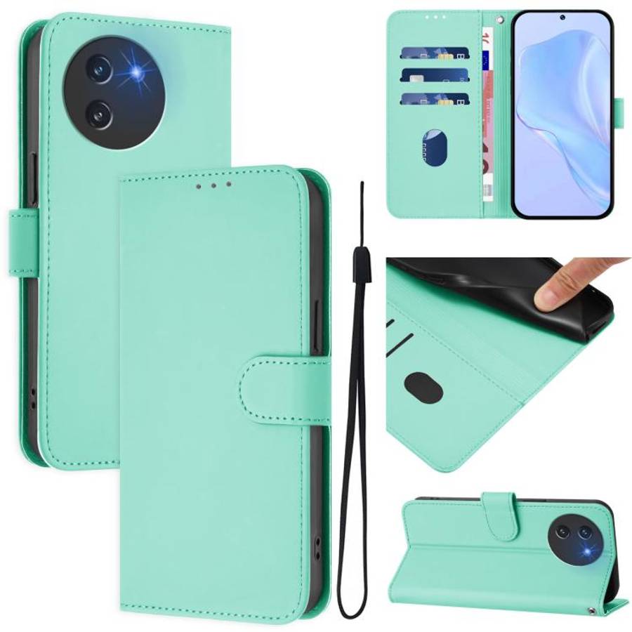 For Doogee Note 59 / Note 59 Pro Skin Feel Solid Color Leather Phone Case with Lanyard(Mint Green)