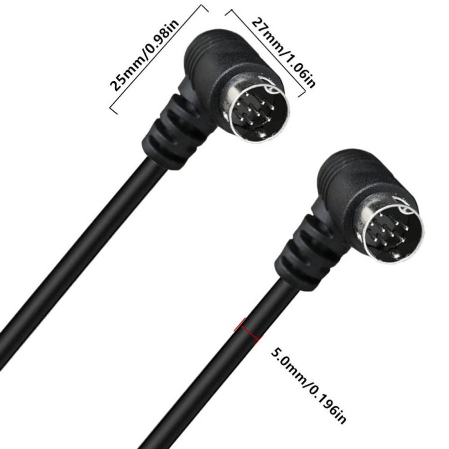 Double Curved mini DIN 9 Pin TV Audio Adapter Cable, Length:0.5m(Black)