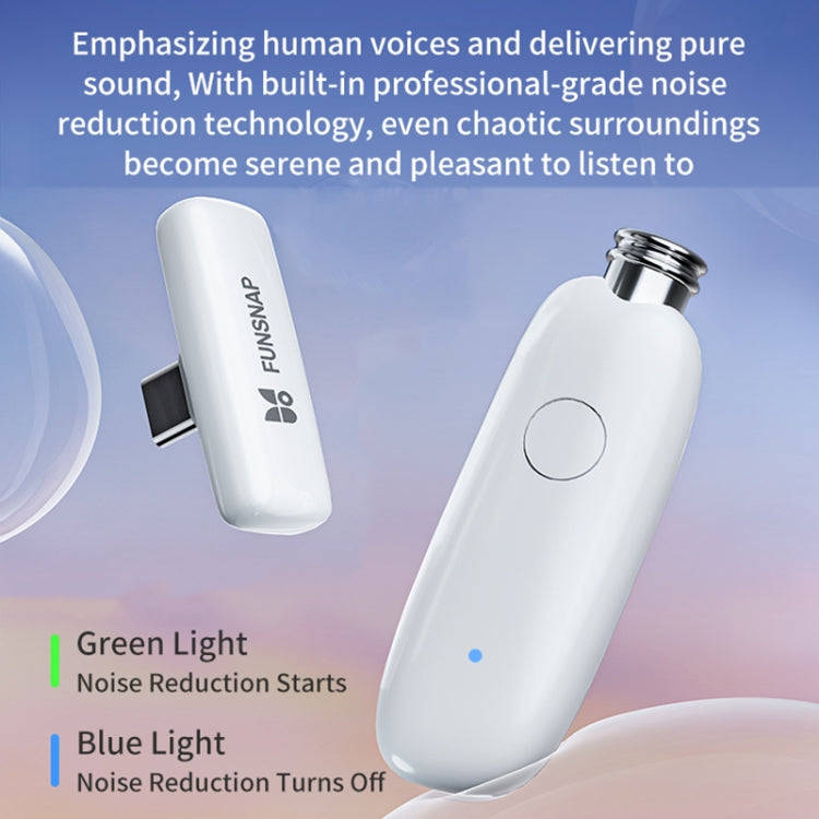 FUNSNAP M2 1 TX + 2 RX Digital Noise Reduction Wireless Microphone Mic Tok, Version:Type-C(White)