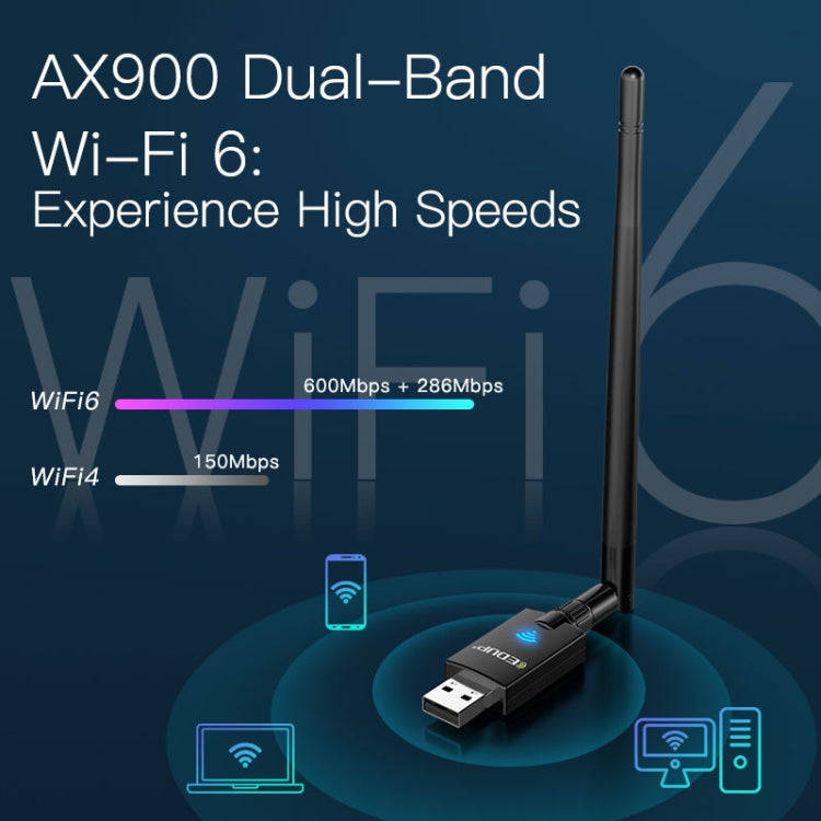 EDUP EP-AX900 900Mbps WiFi 6 Bluetooth 5.3 Dual-Band USB Wireless WiFi Adapter(Black)