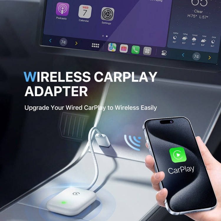 USB Interface Wired to Wireless Car CarPlay Adapter(White)