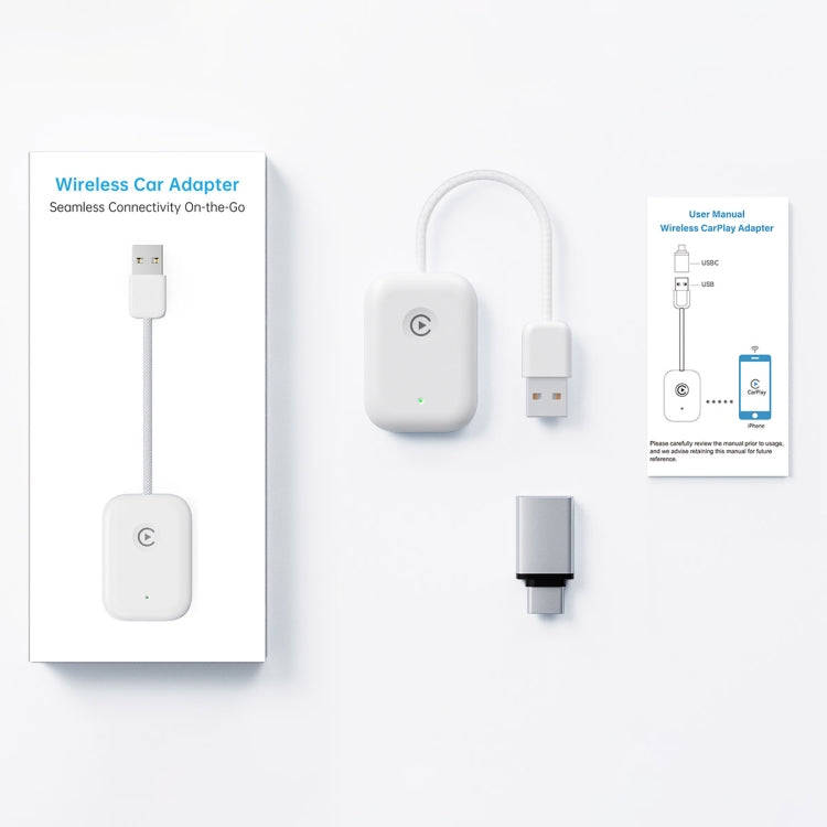 USB Interface Wired to Wireless Car CarPlay Adapter(White)