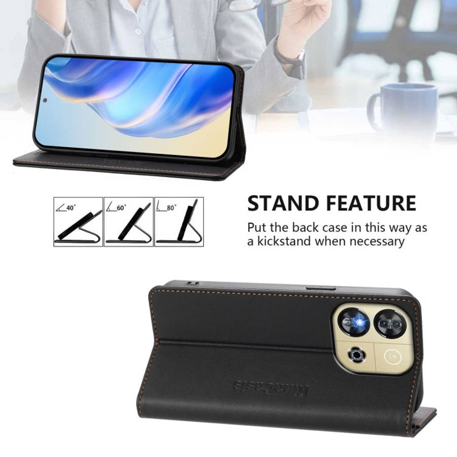 For Oukitel C57 / C57S / C57 Pro RC01 Dual-Folded Magnetic Suction RFID Leather Phone Case(Black)