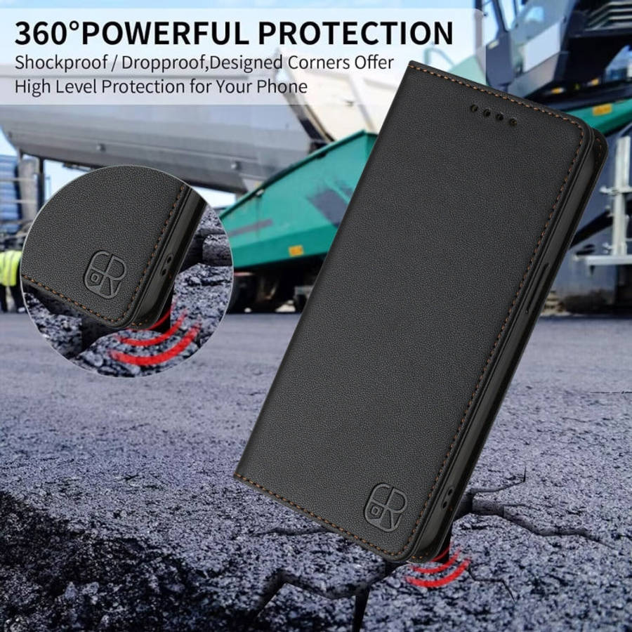 For Oukitel C57 / C57S / C57 Pro RC01 Dual-Folded Magnetic Suction RFID Leather Phone Case(Black)