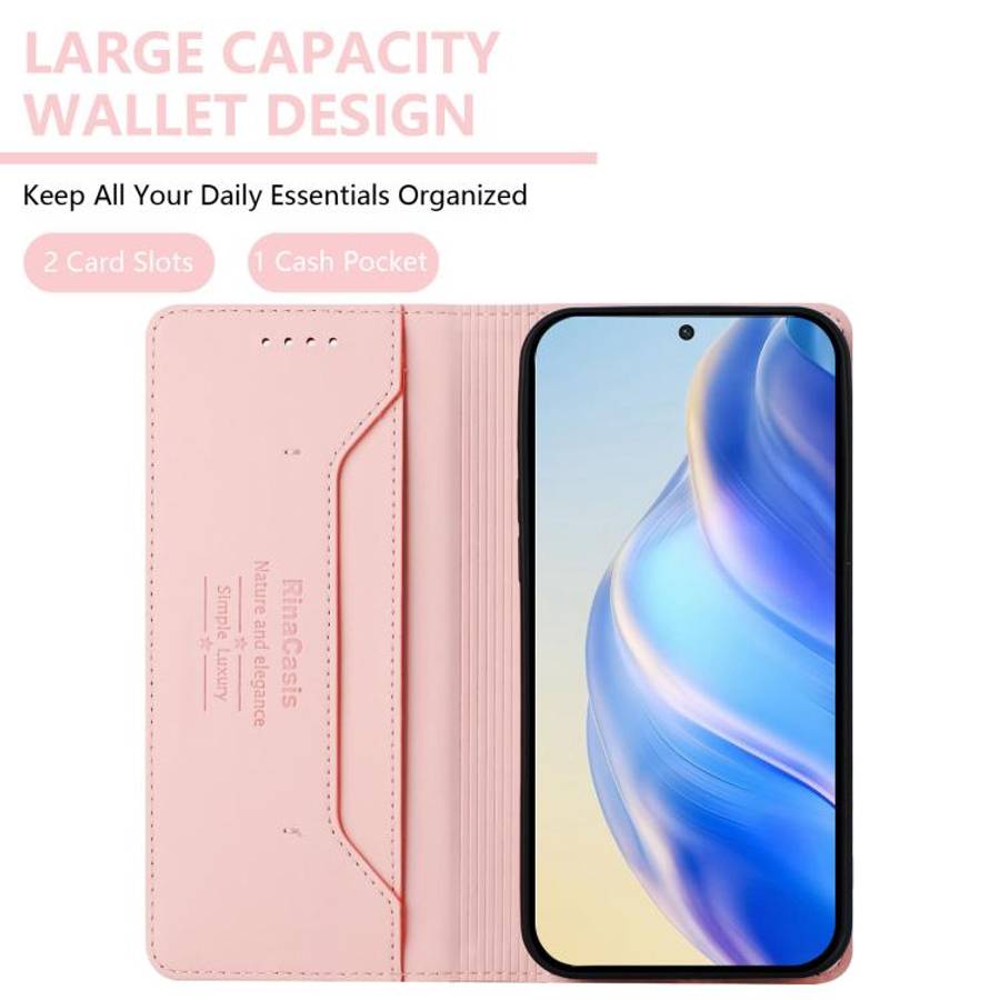 For Oukitel C59 / C59 Pro RC01 Dual-Folded Magnetic Suction RFID Leather Phone Case(Pink)
