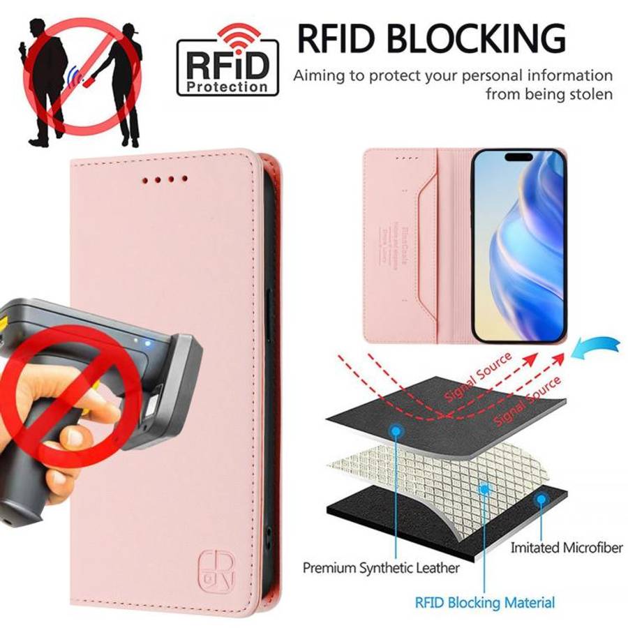 For Oukitel C59 / C59 Pro RC01 Dual-Folded Magnetic Suction RFID Leather Phone Case(Pink)