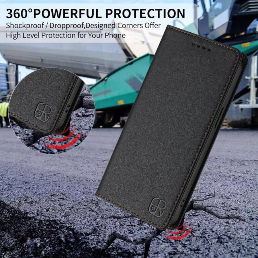 For Oukitel C59 / C59 Pro RC01 Dual-Folded Magnetic Suction RFID Leather Phone Case(Black)