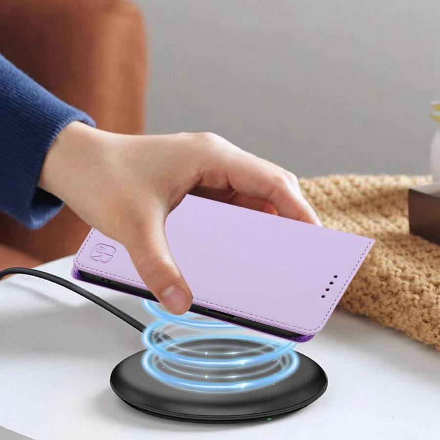 For Oukitel C59 / C59 Pro RC01 Dual-Folded Magnetic Suction RFID Leather Phone Case(Light Purple)