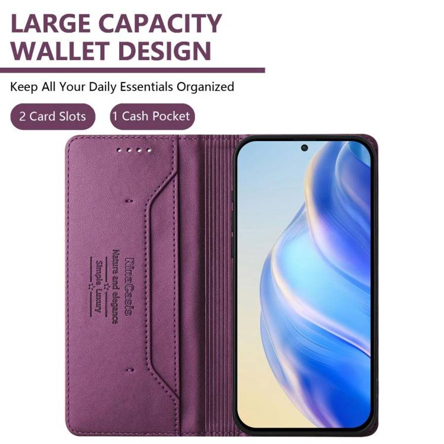 For Oukitel C59 / C59 Pro RC01 Dual-Folded Magnetic Suction RFID Leather Phone Case(Violet)