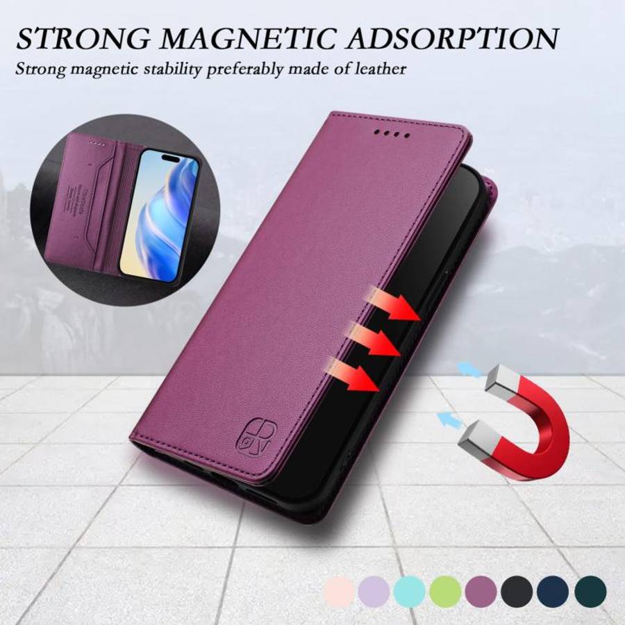 For Oukitel C59 / C59 Pro RC01 Dual-Folded Magnetic Suction RFID Leather Phone Case(Violet)