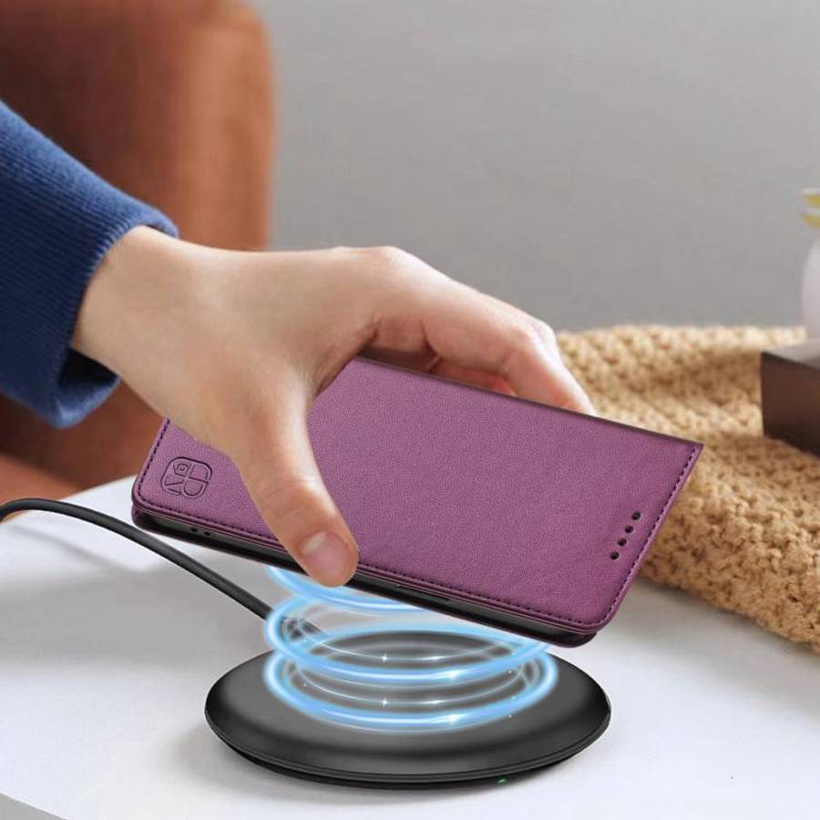 For Oukitel C59 / C59 Pro RC01 Dual-Folded Magnetic Suction RFID Leather Phone Case(Violet)